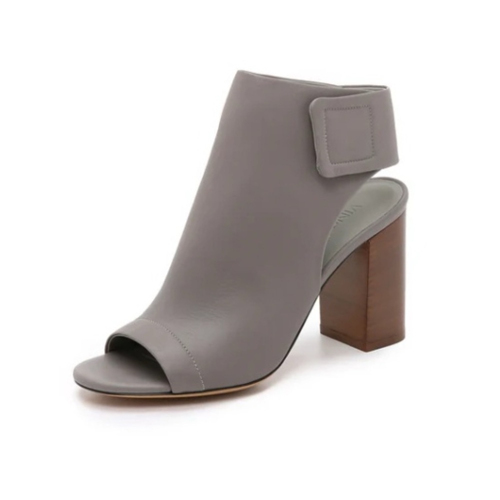 💵VINCE FAYE Gray Open-Toe Block Heel Ankle Booties SIZE 7